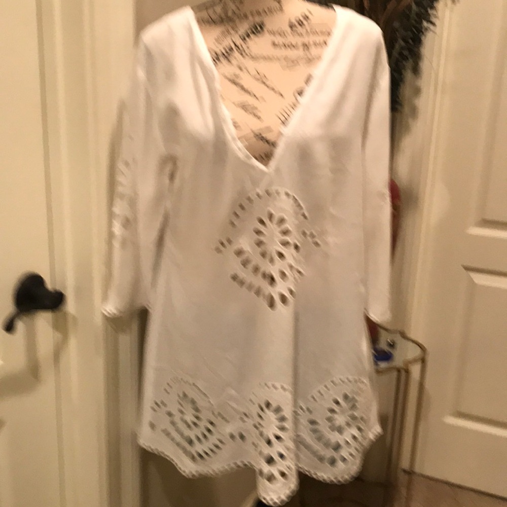 Swim suit cover up. White size M EUC